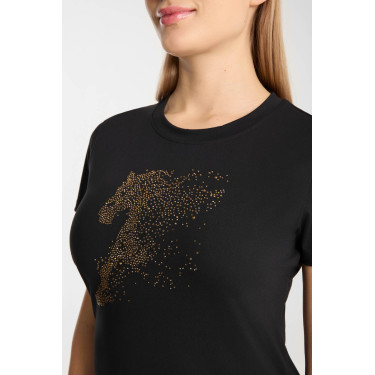 Camiseta Horze western Kathrin para mujer Negro