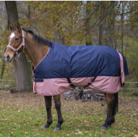 Manta Equi-Theme Tyrex 600 D Marino / oro rosa Azul