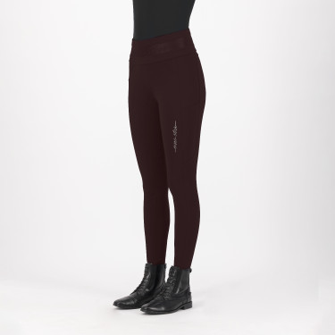 Leggings de equitación Euro-Star Impress FullGrip Rosa negra Burdeos