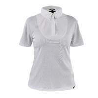 Blusa con lazada de cuello de manga corta para joven jinete Shires Aubrion Blanco