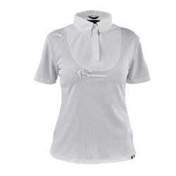 Blusa con lazada de cuello de manga corta para joven jinete Shires Aubrion Blanco