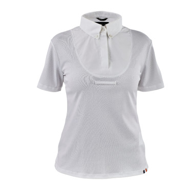 Blusa con lazada de cuello de manga corta para joven jinete Shires Aubrion Blanco