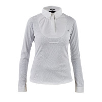 Blusa con lazada de cuello, mangas largas, joven jinete Shires Aubrion Blanco
