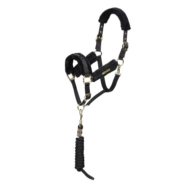 Cabezada y ramal con logotipo Shires Arma Negro