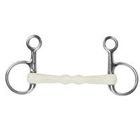 Muserola Baucher con cañón curvo EquiKind Softie Shires Acero Gris