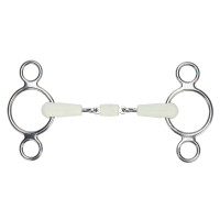 Mors Gag de dos anillas de doble rotura EquiKind Softie Shires Acero Gris