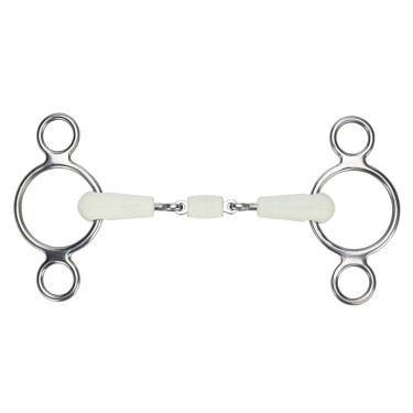 Mors Gag de dos anillas de doble rotura EquiKind Softie Shires Acero Gris
