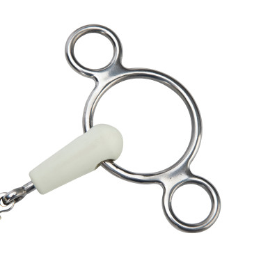 Mors Gag de dos anillas de doble rotura EquiKind Softie Shires Acero Gris