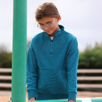 Sudadera con cremallera de un cuarto React para joven jinete Shires Aubrion Martin pescador Azul