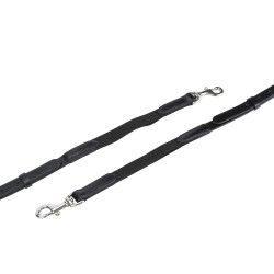 Riendas fijas de cuero y elástico Shires Velociti Gara Negro