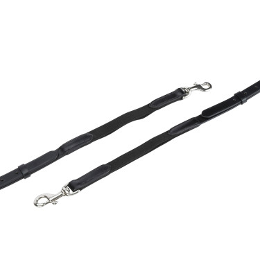 Riendas fijas de cuero y elástico Shires Velociti Gara Negro
