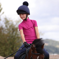 Camiseta interior de manga corta React para joven jinete Shires Aubrion Fucsia Rosa