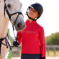 Capa interior de manga larga Equestrian joven jinete Shires Aubrion Mora Burdeos