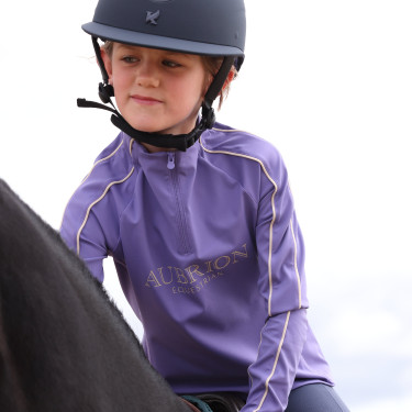 Capa interior de manga larga Equestrian joven jinete Shires Aubrion Brezo Violeta
