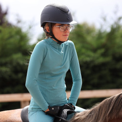 Capa base de manga larga React para joven jinete Shires Aubrion Bruma Azul