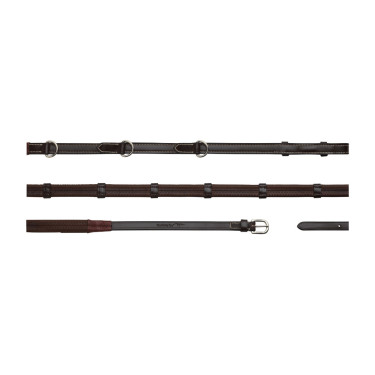 Riendas Howlett Dy'on 3 "D" Goma 1/2'' con 7 pasadores Castaño Marr&amp;amp;amp;oacute;n
