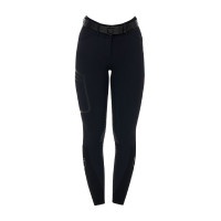Pantalón slim fit de mujer de tiro alto Equestro Ridertechnology full grip Negro