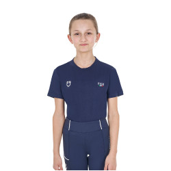 Camiseta unisex infantil de corte slim Equestro X Fise Americana marina Azul marino