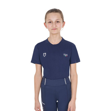 Camiseta unisex infantil de corte slim Equestro X Fise Americana marina Azul marino