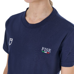 Camiseta unisex infantil de corte slim Equestro X Fise Americana marina Azul marino