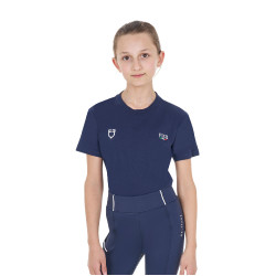Camiseta unisex infantil de corte slim Equestro X Fise Americana marina Azul marino