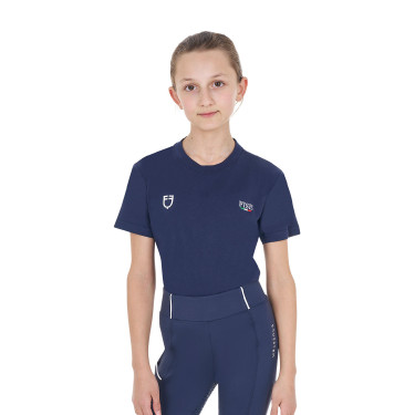 Camiseta unisex infantil de corte slim Equestro X Fise Americana marina Azul marino