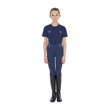 Camiseta unisex infantil de corte slim Equestro X Fise Americana marina Azul marino