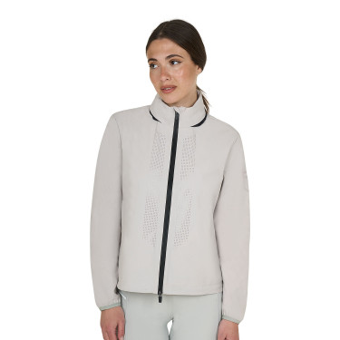 Softshell mujer con logo en la espalda Niebla del puerto Gris
