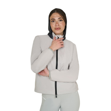 Softshell mujer con logo en la espalda Niebla del puerto Gris