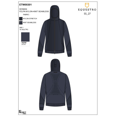 Sudadera técnica de mujer con capucha e inserciones de micromalla Americana marina Azul marino