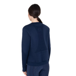 Sudadera técnica de mujer con cuello redondo y paneles de micro malla Americana marina Azul marino