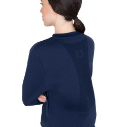 Sudadera técnica de mujer con cuello redondo y paneles de micro malla Americana marina Azul marino