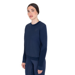 Sudadera técnica de mujer con cuello redondo y paneles de micro malla Americana marina Azul marino