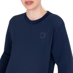 Sudadera técnica de mujer con cuello redondo y paneles de micro malla Americana marina Azul marino