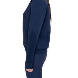 Sudadera técnica de mujer con cuello redondo y paneles de micro malla Americana marina Azul marino
