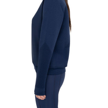 Sudadera técnica de mujer con cuello redondo y paneles de micro malla Americana marina Azul marino