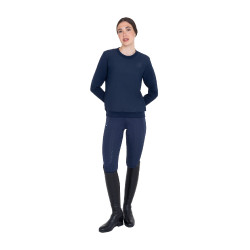 Sudadera técnica de mujer con cuello redondo y paneles de micro malla Americana marina Azul marino