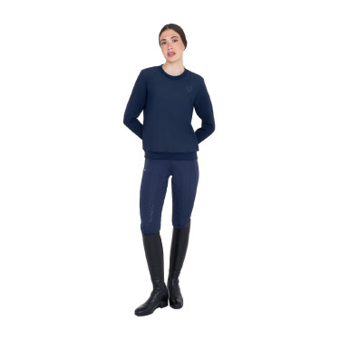 Sudadera técnica de mujer con cuello redondo y paneles de micro malla Americana marina Azul marino