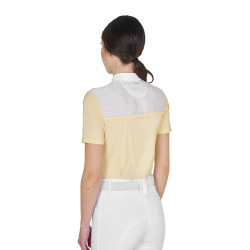 Polo de concurso para mujer de corte entallado con inserciones de tejido similar a la seda Sol Naranja