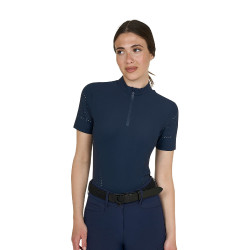 Camiseta de entrenamiento para mujer en tejido técnico con microperforaciones Americana marina Azul marino