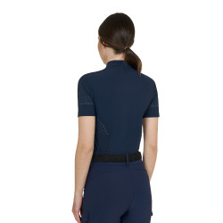 Camiseta de entrenamiento para mujer en tejido técnico con microperforaciones Americana marina Azul marino