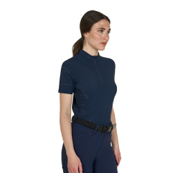 Camiseta de entrenamiento para mujer en tejido técnico con microperforaciones Americana marina Azul marino