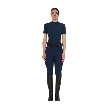Camiseta de entrenamiento para mujer en tejido técnico con microperforaciones Americana marina Azul marino
