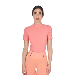 Camiseta de entrenamiento para mujer en tejido técnico con microperforaciones Flor del desierto Rosa