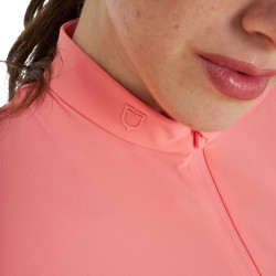 Camiseta de entrenamiento para mujer en tejido técnico con microperforaciones Flor del desierto Rosa