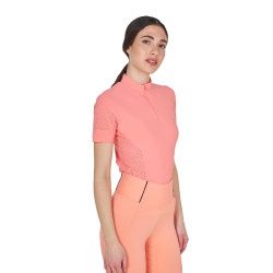 Camiseta de entrenamiento para mujer en tejido técnico con microperforaciones Flor del desierto Rosa