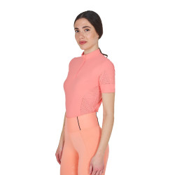 Camiseta de entrenamiento para mujer en tejido técnico con microperforaciones Flor del desierto Rosa