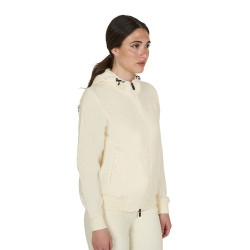 Sudadera de mujer con capucha ajustable y cremallera Blanco antiguo Beige