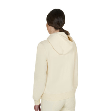 Sudadera de mujer con capucha ajustable y cremallera Blanco antiguo Beige