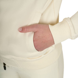 Sudadera de mujer con capucha ajustable y cremallera Blanco antiguo Beige